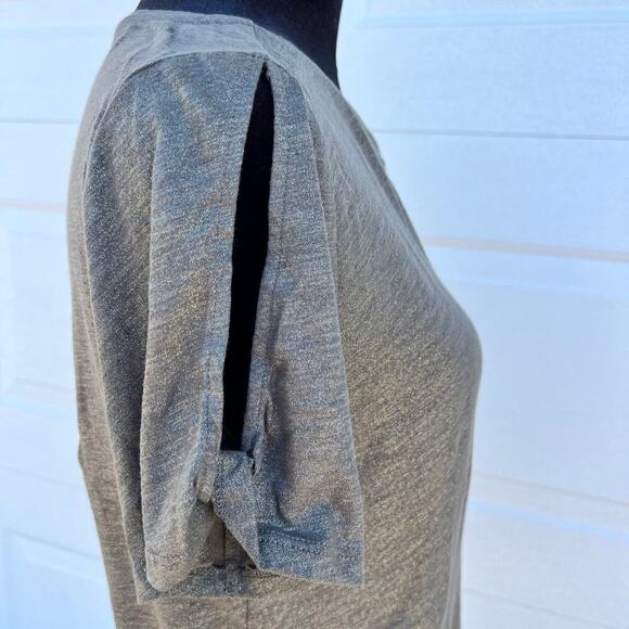 Loft, green shimmer, vintage soft, short sleeve, rounded neckline, women's XS - Picture 5 of 10